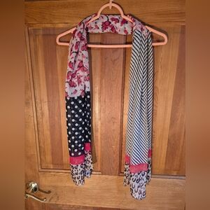 Elegant Floral and Striped Scarf